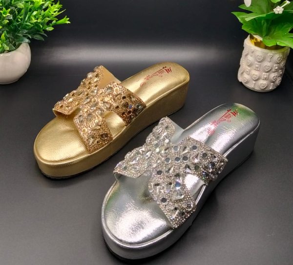Diamante Cutout Wedge Slide
