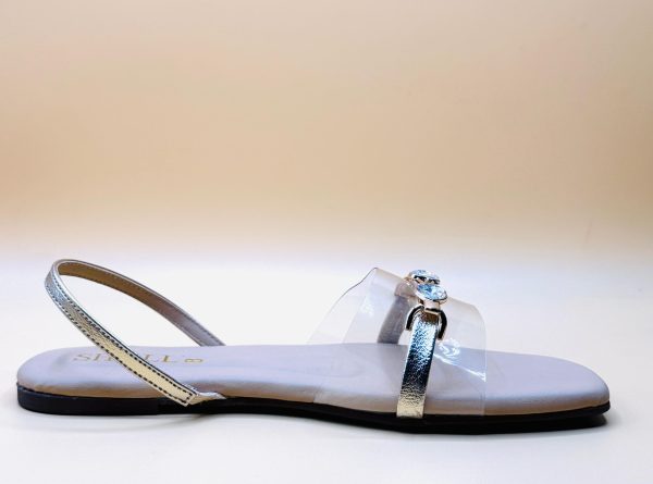 Clear Perspex Gem Ankle-Strap Flat